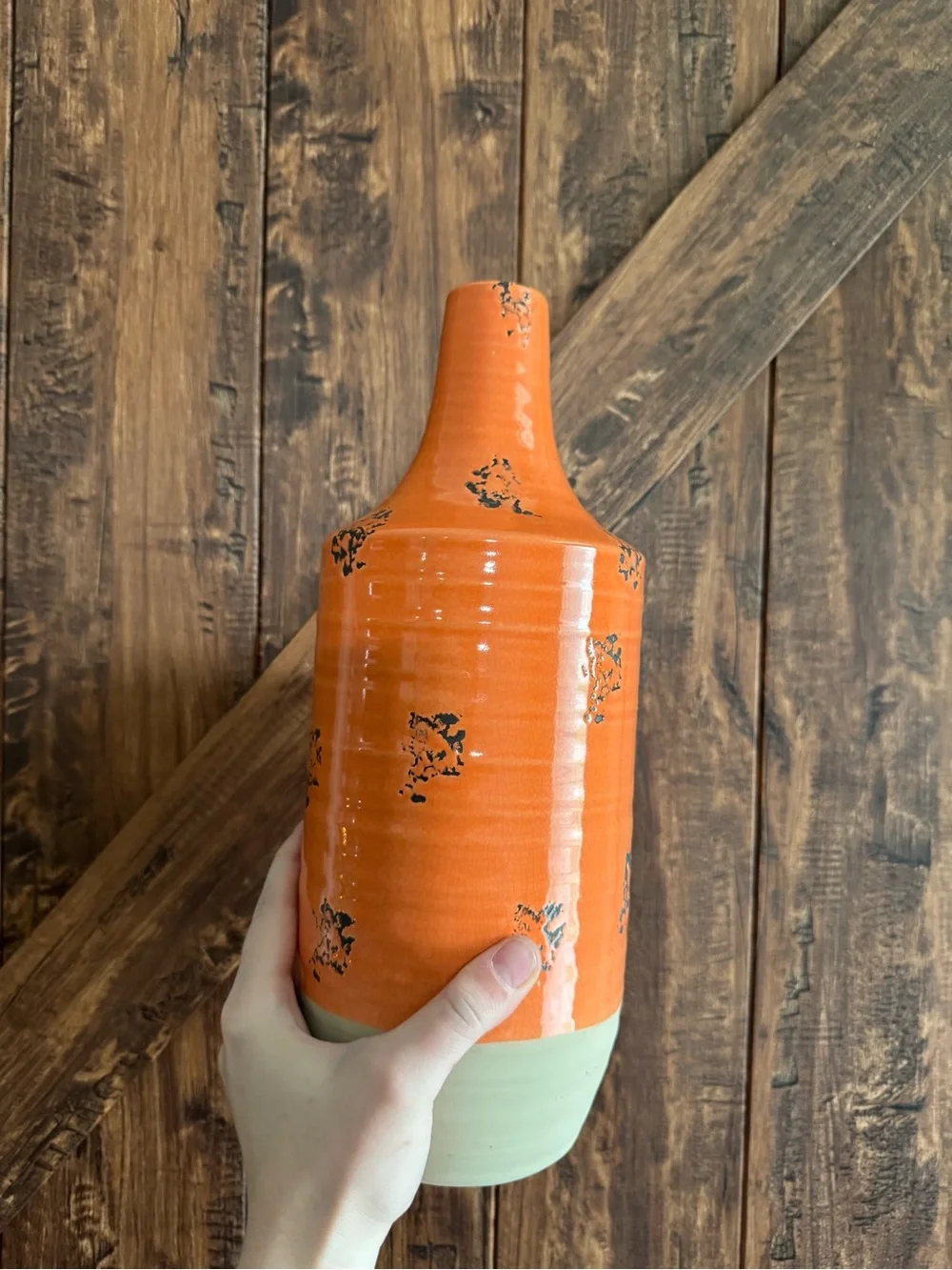 Orange Ceramic Decorative Vase